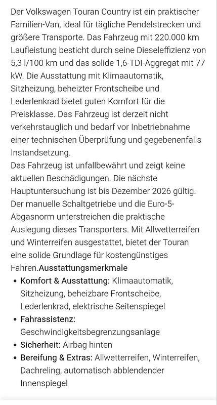 Gebraucht VW Touran 105 PS (77 kW) 2012 Braun Van / Kleinbus