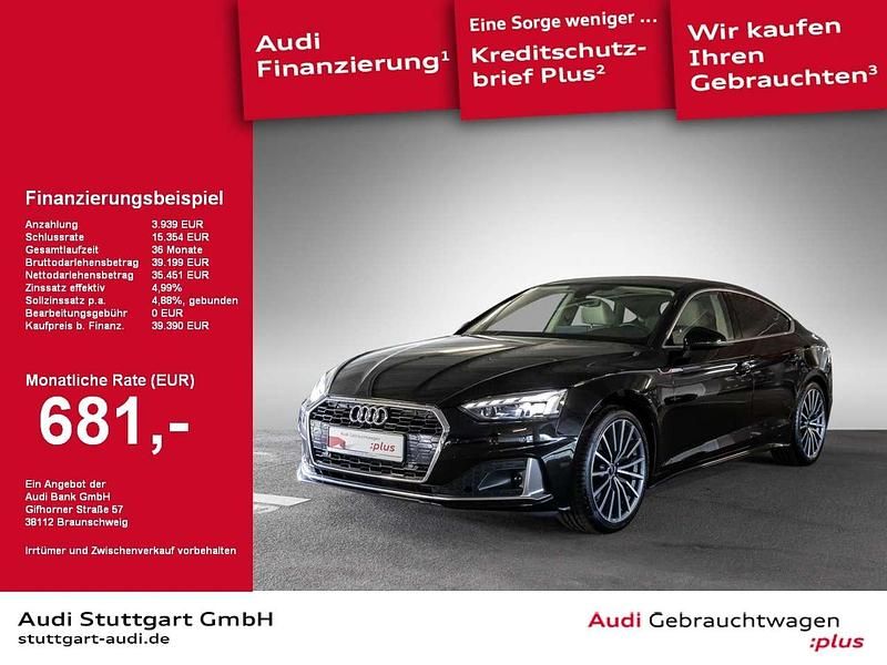 Brillantschwarz Gebraucht 2023 Audi A5 Sportback Advanced Plus Limousine | 39.390 € (Fairer Preis) - Bild 1/2