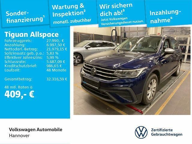 Atlantic blue metallic Gebraucht 2022 VW Tiguan Allspace Life SUV | 27.990 € (Etwas zu teuer) - Bild 1/3