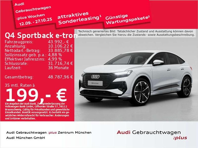 Gletscherweiß metallic Gebraucht 2023 Audi Q4 e-tron S-Line SUV | 43.992 € (Teuer) - Bild 1/2
