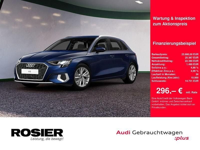 Blau Gebraucht 2021 Audi A3 Advanced Plus Limousine | 23.880 € (Guter Preis) - Bild 1/4
