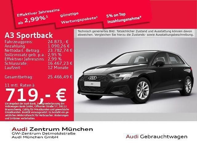 Brillantschwarz Gebraucht 2022 Audi A3 Limousine | 24.873 € (Fairer Preis) - Bild 1/1
