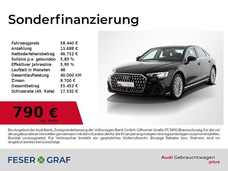 Brillantschwarz Gebraucht 2023 Audi A8 Ambiente Limousine | 58.440 € (Superpreis) - Bild 1/4