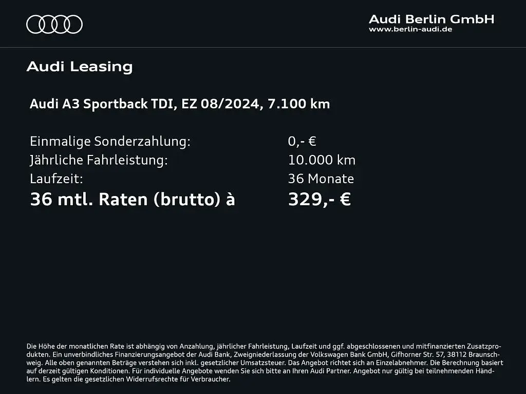 Gebraucht Audi A3 Ambiente 150 PS (110 kW) 2024 Distriktgrün metallic Kombi