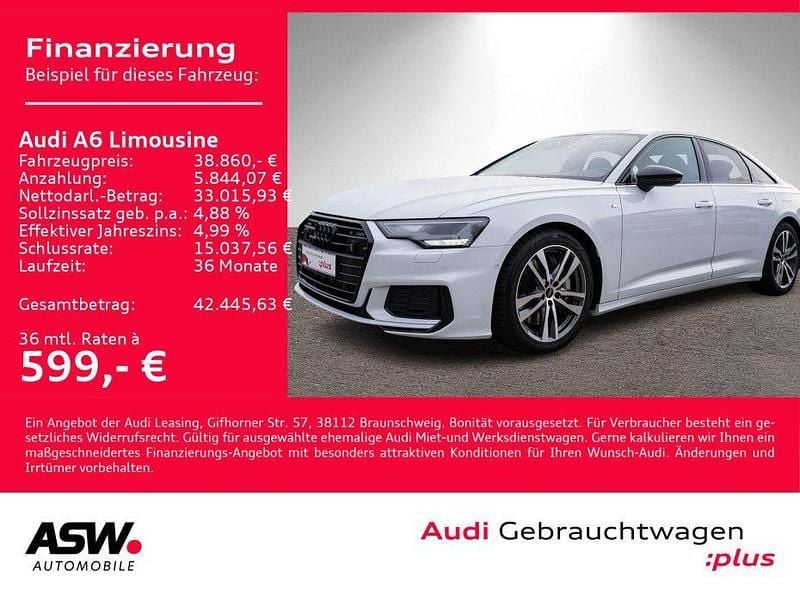 Gletscherweiß metallic Gebraucht 2022 Audi A6 S-Line Limousine | 38.860 € (Fairer Preis) - Bild 1/4