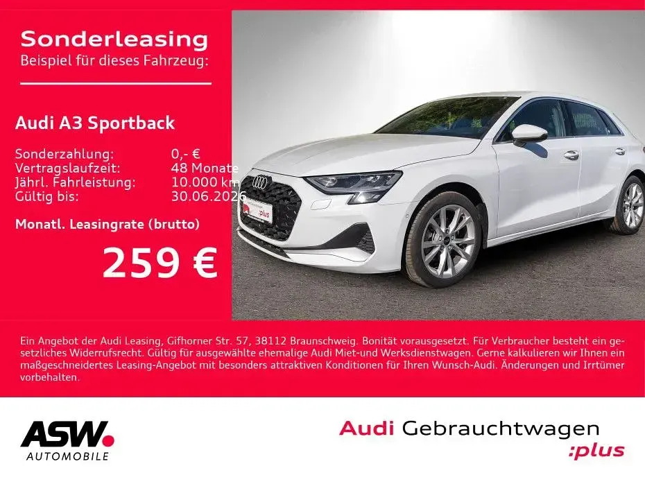 Gebraucht Audi A3 Advanced Plus 150 PS (110 kW) 2025 Gletscherweiß metallic Limousine