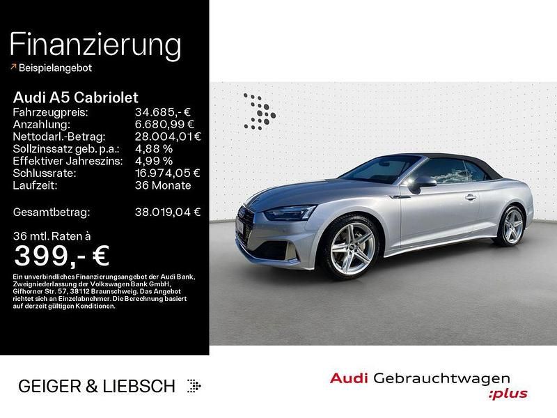 Florettsilber metallic Gebraucht 2021 Audi A5 Cabriolet Ambiente Cabrio | 34.685 € (Fairer Preis) - Bild 1/4