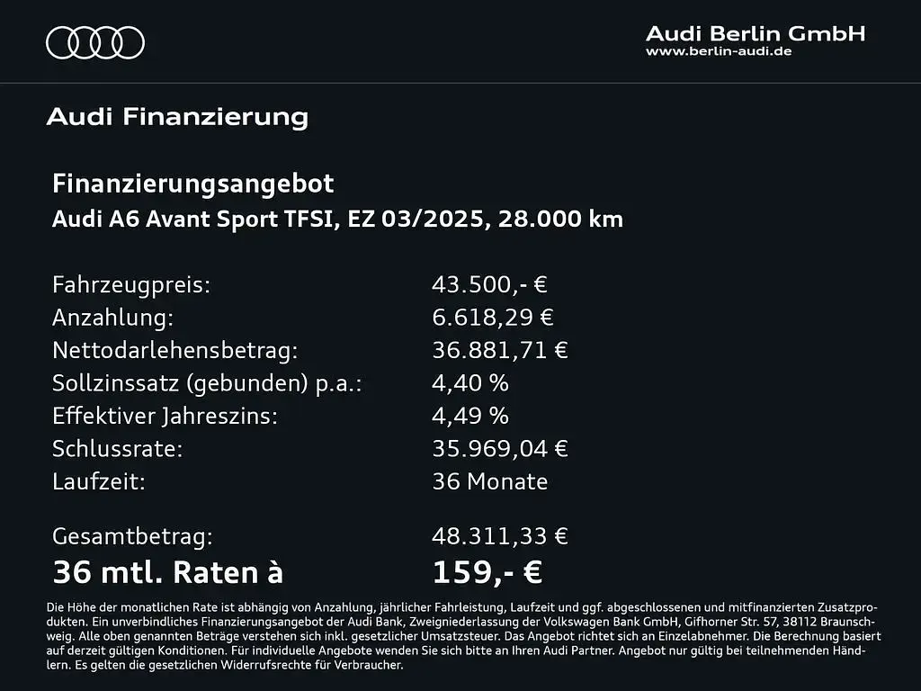 Brugt Audi A6 Advanced Plus 265 HK (194 kW) 2025 Sort Stationcar