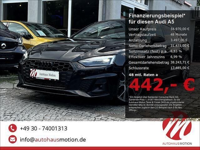 Mythosschwarz metallic Gebraucht 2022 Audi A5 Sportback S-Line Limousine | 34.970 € (Guter Preis) - Bild 1/4