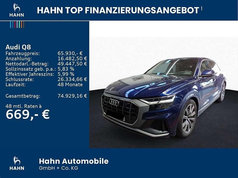Gebraucht Audi Q8 S-Line 381 PS (280 kW) 2023 Navarrablau metallic SUV