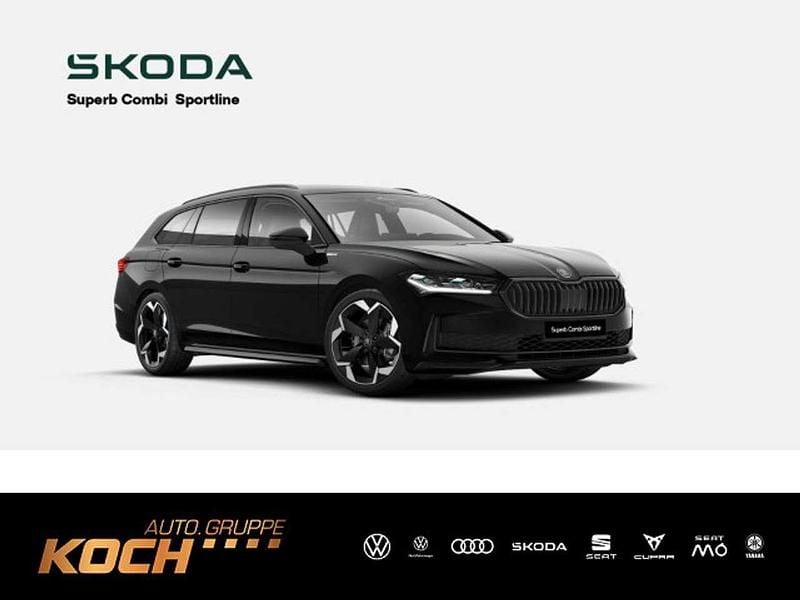 Ebony schwarz metallic Neu 2025 Skoda Superb SportLine Kombi | 51.999 € (Teuer) - Bild 1/4