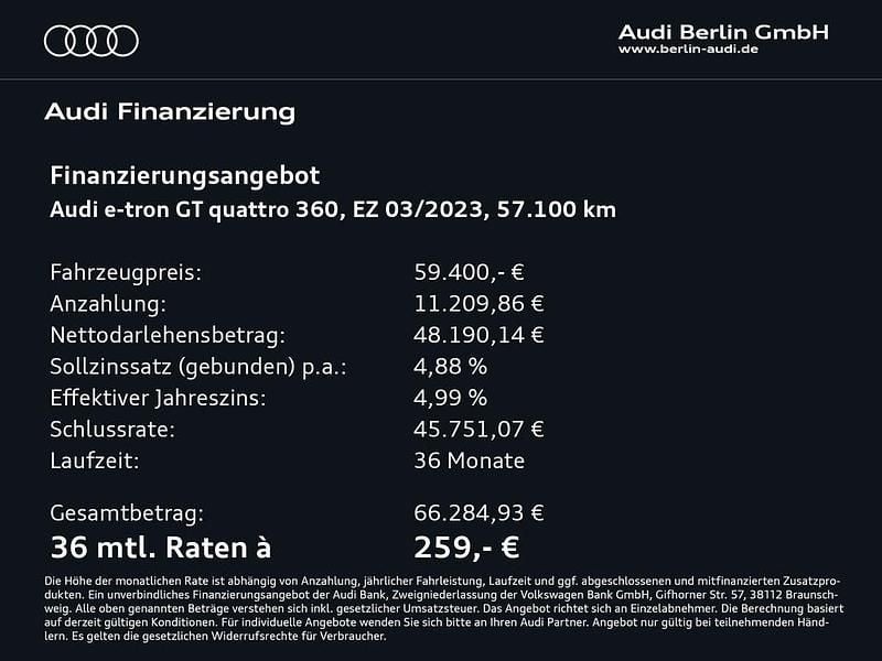 Gebraucht Audi e-tron GT quattro Ambiente 350 kW (476 PS) 2023 Tangorot metallic Limousine