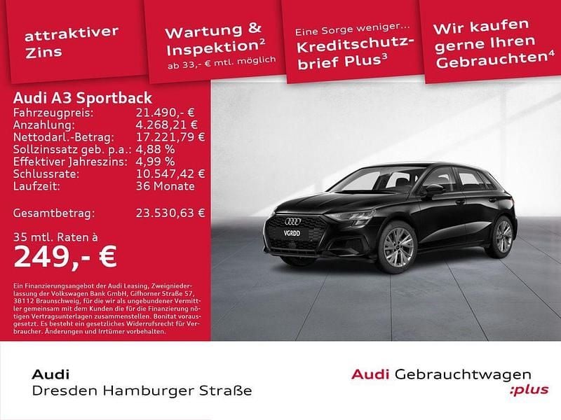 Gebraucht Audi A3 Ambiente 150 PS (110 kW) 2021 Mythosschwarz metallic Limousine