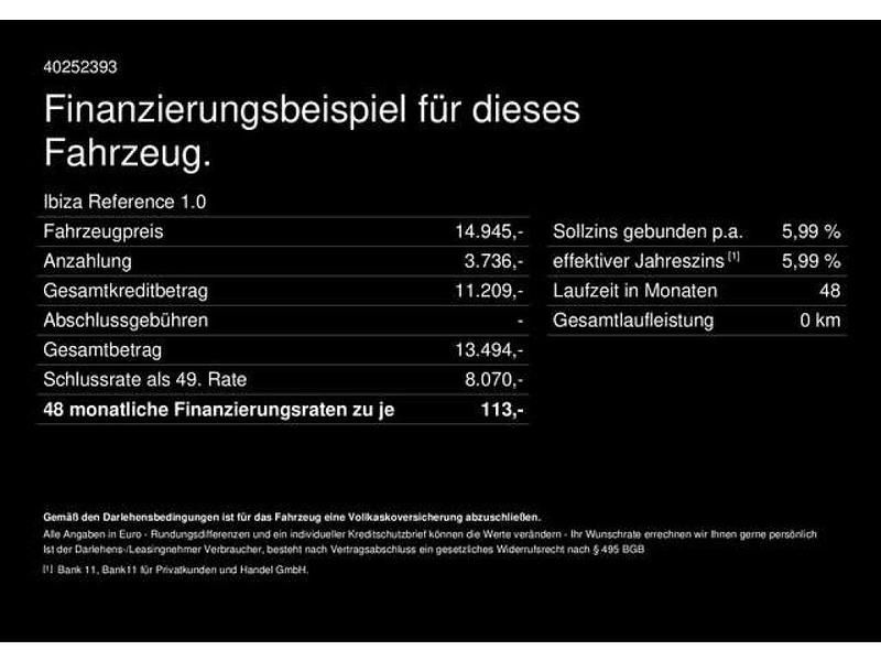 Mitternachtsschwarz (metallic) Gebraucht 2025 Seat Ibiza Reference Kleinwagen | 14.945 € (Superpreis) - Bild 1/1