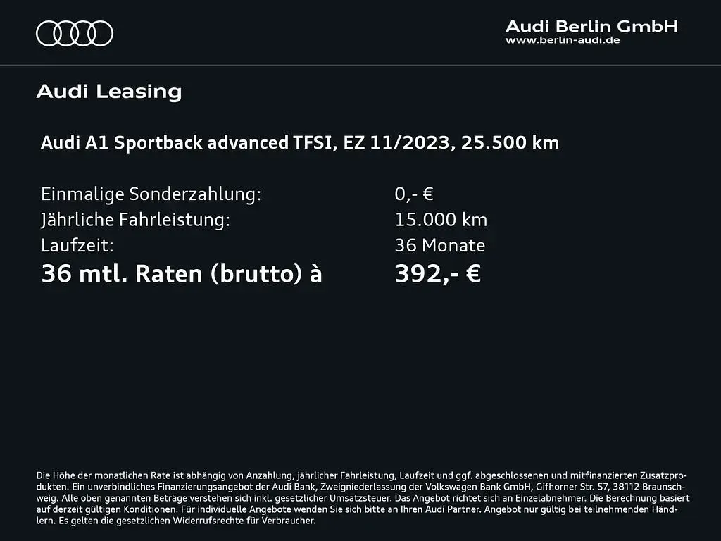 Gebraucht Audi A1 Sportback Advanced Plus 110 PS (80 kW) 2023 Tausilber metallic Kleinwagen