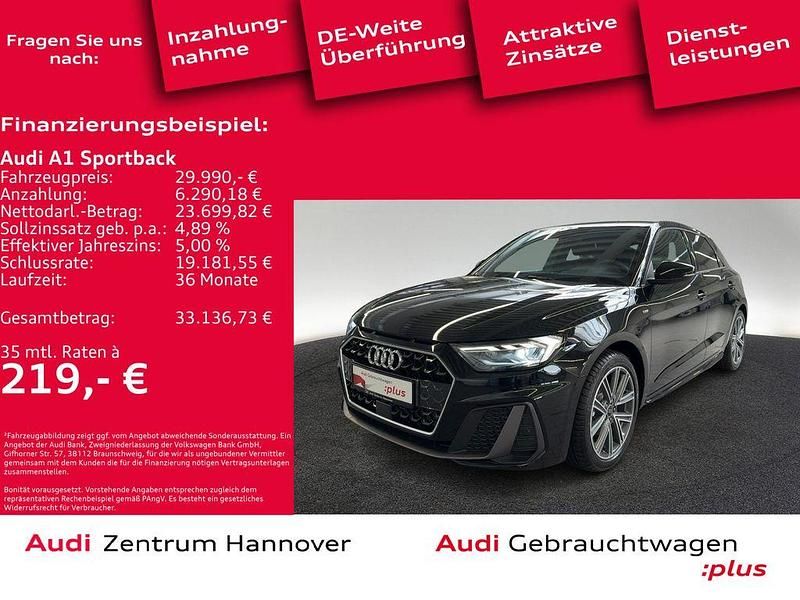 Mythosschwarz metallic Gebraucht 2025 Audi A1 Sportback S-Line Kleinwagen | 29.990 € (Etwas zu teuer) - Bild 1/4