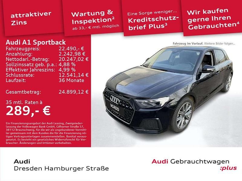 Mythosschwarz metallic Gebraucht 2023 Audi A1 Advanced Plus Limousine | 22.490 € (Fairer Preis) - Bild 1/3