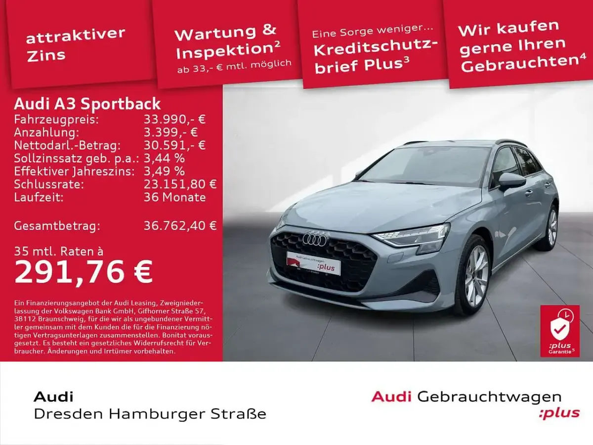 Gebraucht Audi A3 Ambiente 150 PS (110 kW) 2025 Pfeilgrau perleffekt Limousine