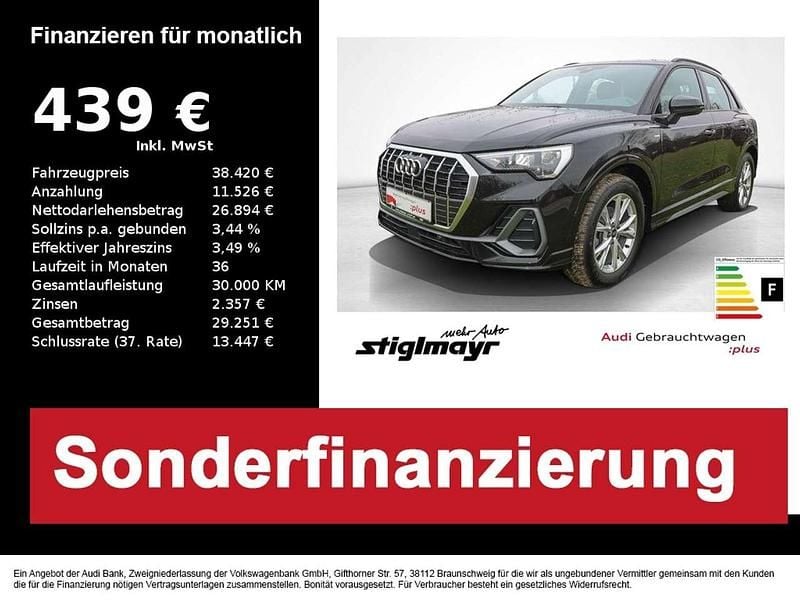 Mythosschwarz metallic Gebraucht 2024 Audi Q3 S-Line SUV | 38.420 € (Superpreis) - Bild 1/4