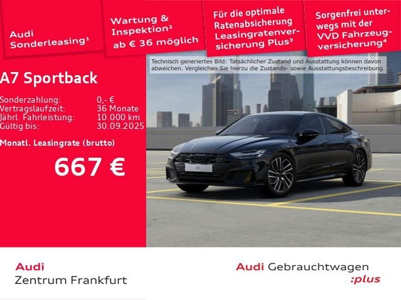 Mythosschwarz metallic/mythoss Gebraucht 2025 Audi A7 S-Line Kleinwagen | 63.850 € (Superpreis) - Bild 1/2