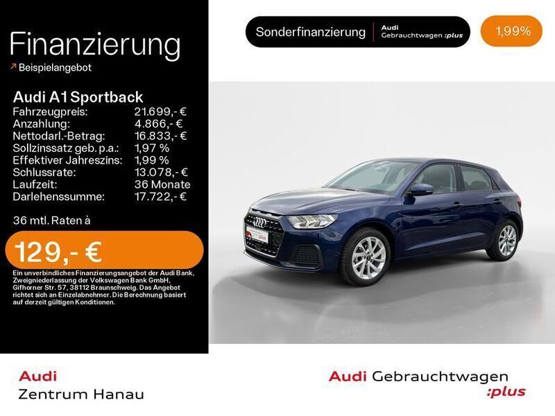 Navarrablau metallic Gebraucht 2024 Audi A1 Sportback Advanced Plus Kleinwagen | 21.999 € (Superpreis) - Bild 1/4