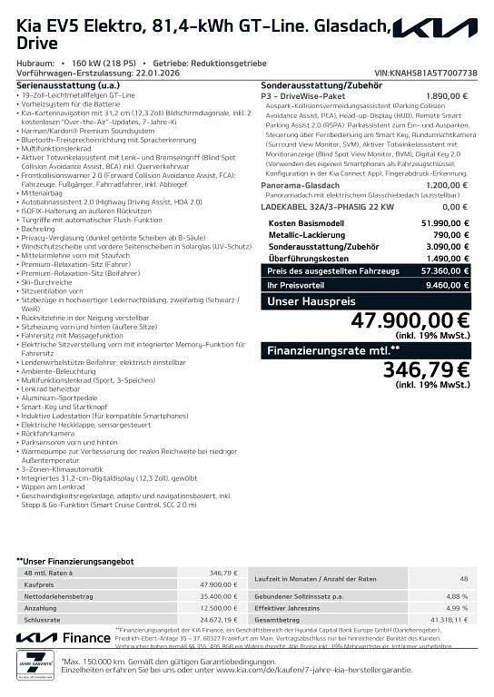 Gebraucht Kia EV5 GT-Line 160 kW (218 PS) 2026 Grau SUV