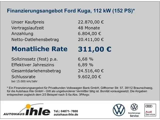 Gebraucht Ford Kuga Vignale 152 PS (111 kW) 2022 Metallic) (grau SUV