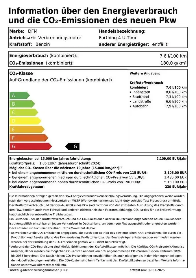 Neu DFSK Forthing 4 177 PS (130 kW) 2026 Grün Van / Kleinbus