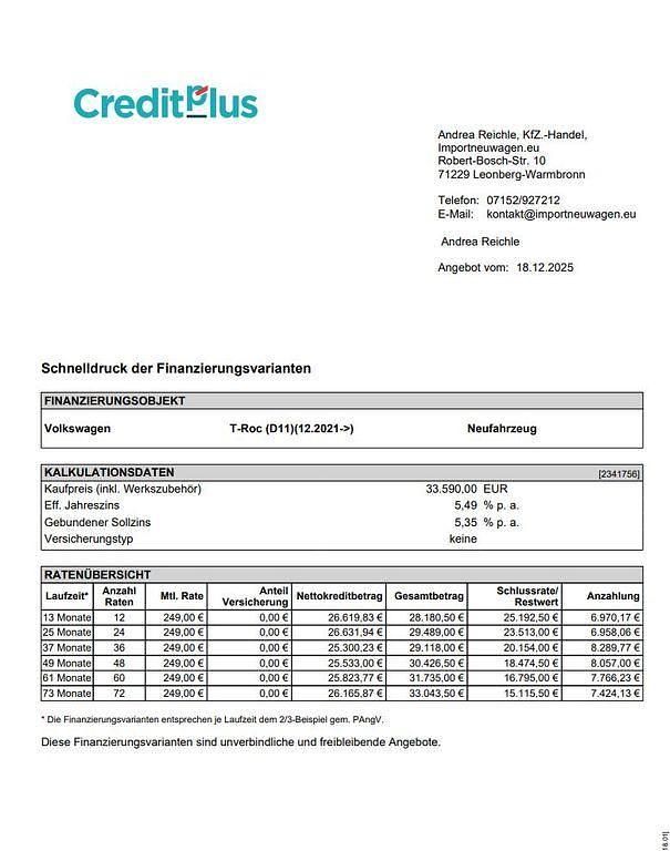 Neu VW T-Roc Pro 150 PS (110 kW) 2025 Indiumgrau metallic dach... SUV