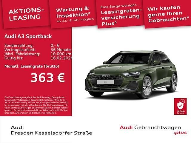 Distriktgrün metallic Gebraucht 2025 Audi A3 Sportback e-tron S-Line Kleinwagen | 40.450 € - Bild 1/3