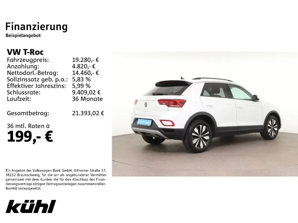 Gebraucht VW T-Roc Move 150 PS (110 kW) 2023 Pure white SUV