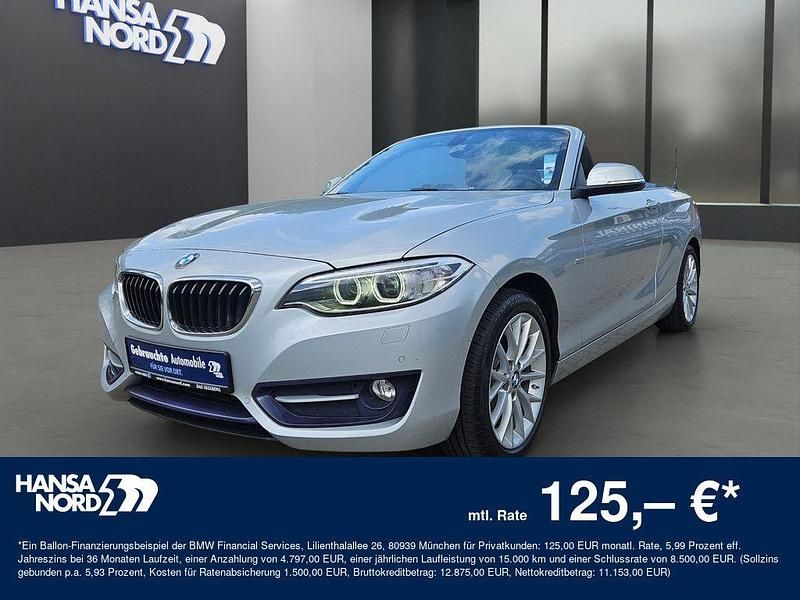 Silber / glaciersilber (metallic) Gebraucht 2017 BMW 218 Sport Line Cabrio | 14.450 € (Guter Preis) - Bild 1/4
