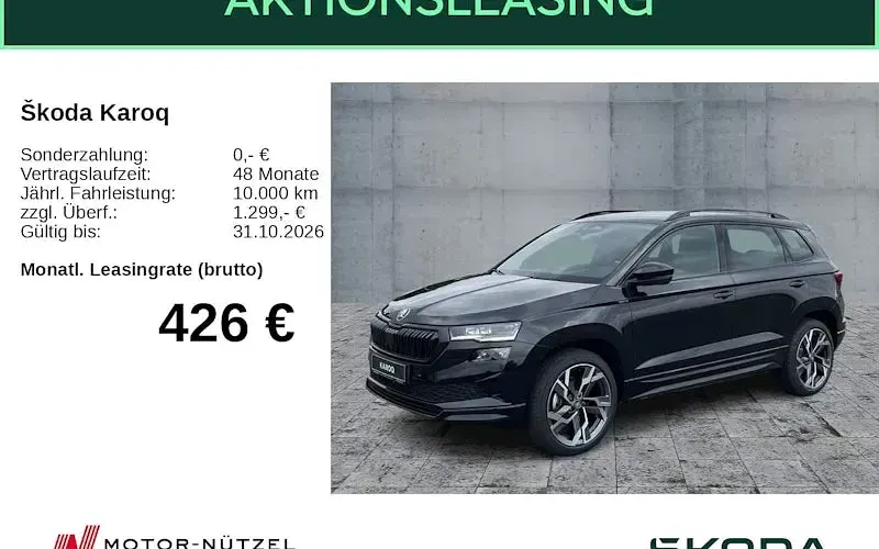 Neu Skoda Karoq SportLine 190 PS (139 kW) 2026 Schwarz SUV