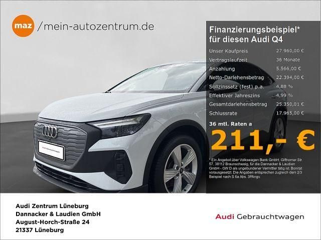 Gletscherweiß metallic Gebraucht 2022 Audi Q4 Sportback e-tron Advanced SUV | 27.960 € (Etwas zu teuer) - Bild 1/4
