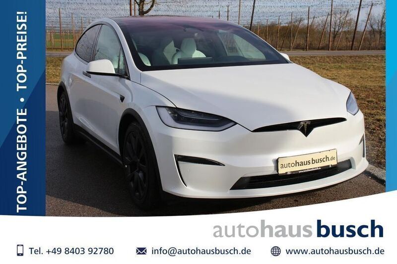 Pearl white multicoat Gebraucht 2023 Tesla Model X Plaid SUV | 105.980 € - Bild 1/4