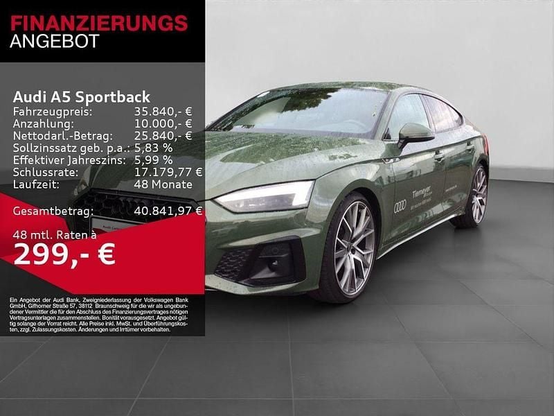 Distriktgrün metallic Gebraucht 2022 Audi A5 Sportback S-Line Kleinwagen | 34.480 € (Fairer Preis) - Bild 1/4
