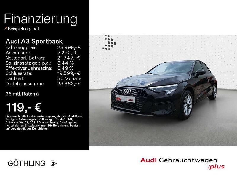 Mythosschwarz metallic Gebraucht 2024 Audi A3 Ambiente Limousine | 28.999 € (Fairer Preis) - Bild 1/4