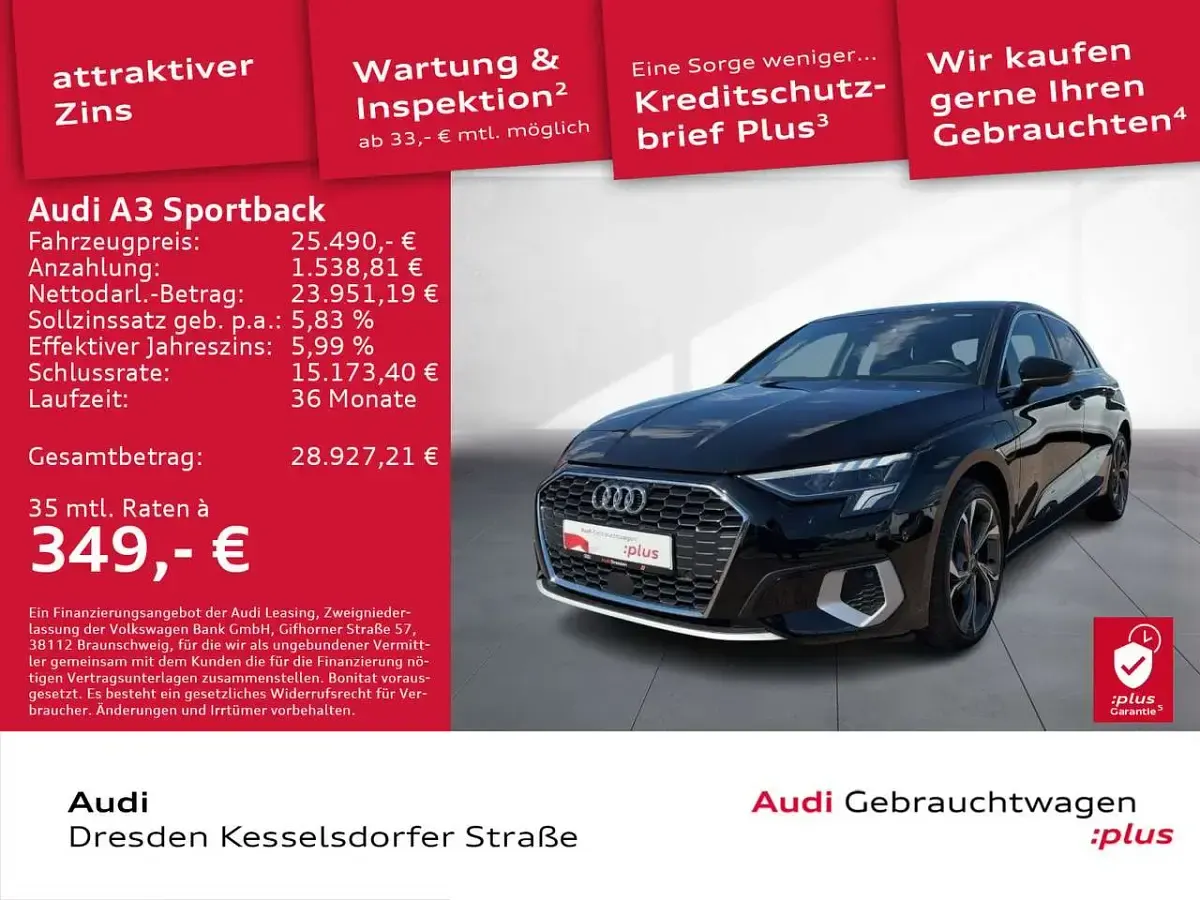 Gebraucht Audi A3 Advanced 204 PS (150 kW) 2022 Brillantschwarz Limousine