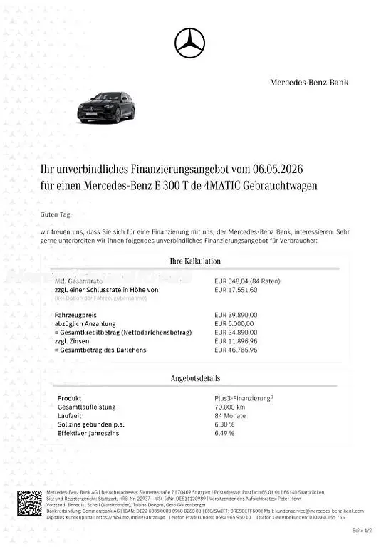 Second-hand Mercedes E300 AMG line 306 CP (225 kW) 2023 Negru Break