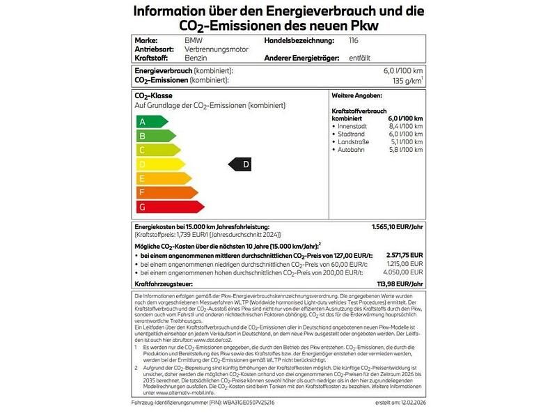 Gebraucht BMW 116 122 PS (89 kW) 2026 Grau Kleinwagen