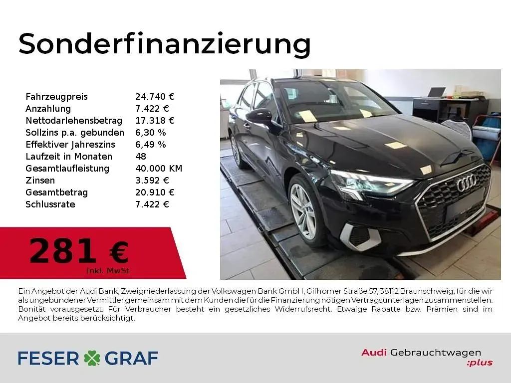 Second-hand Audi A3 Advanced Plus 150 CP (110 kW) 2023 Negru Berlinǎ