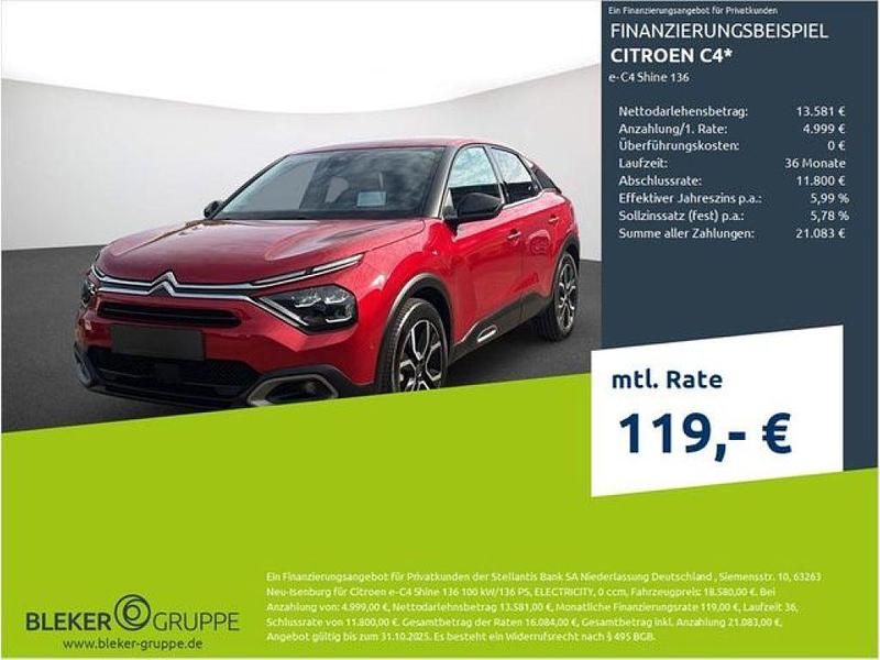 Elixierrot (metallic) Gebraucht 2022 Citroën e-C4 Shine Limousine | 18.580 € (Etwas zu teuer) - Bild 1/3