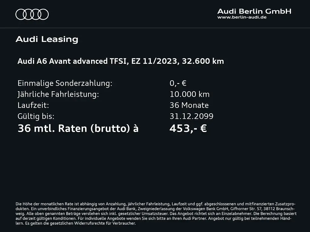 Gebraucht Audi A6 Advanced Plus 265 PS (194 kW) 2023 Brillantschwarz Kombi