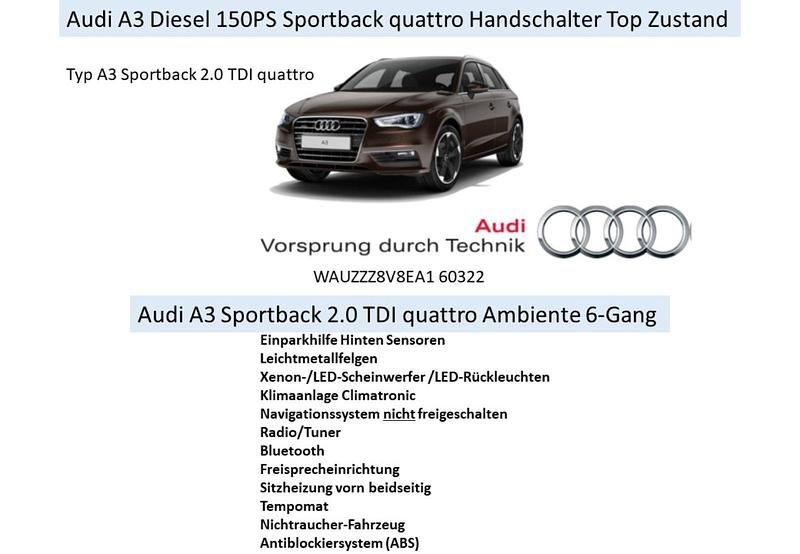 Gebraucht Audi A3 Ambiente 150 PS (110 kW) 2014 Braun Limousine