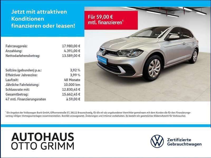 Silber (reflexsilber metallic) Gebraucht 2024 VW Polo Life Kleinwagen | 17.480 € (Fairer Preis) - Bild 1/4