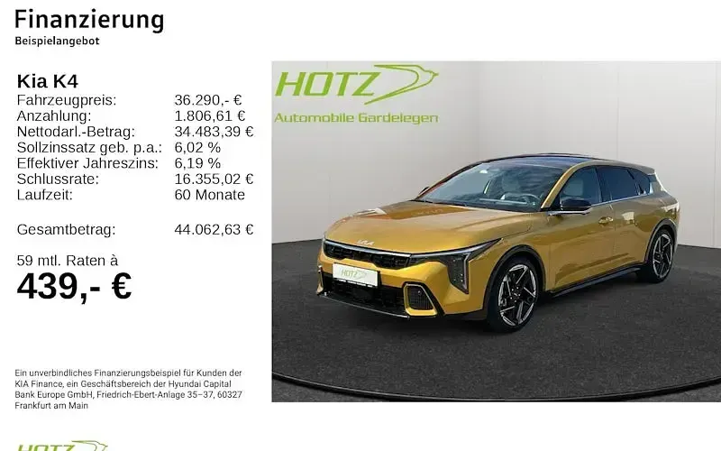 Neu Kia K4 GT-Line 180 PS (132 kW) 2026 Gelb Kombi