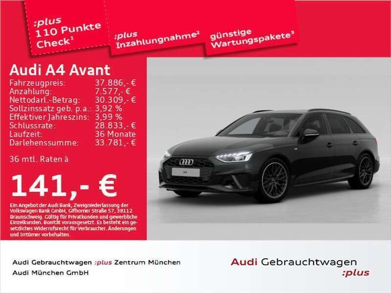 Mythosschwarz metallic Gebraucht 2024 Audi A4 S-Line Kombi | 40.982 € (Teuer) - Bild 1/2