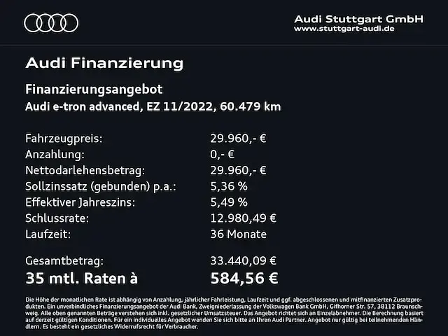 Gebraucht Audi e-tron Advanced 300 kW (408 PS) 2022 Manhattangrau metallic SUV