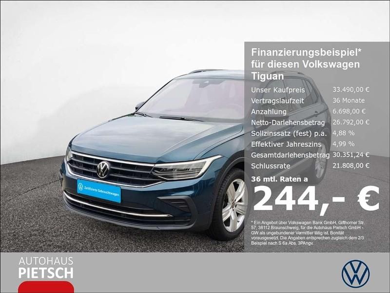 Blau Gebraucht 2022 VW Tiguan Active SUV | 33.490 € (Etwas zu teuer) - Bild 1/4