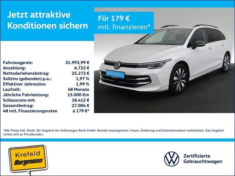 Oryxweiß perlmutteffekt (metallic) Gebraucht 2024 VW Golf VIII Goal Kombi | 31.994 € (Superpreis) - Bild 1/4